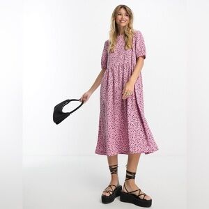 NWT Monki midi smock dress in pink meadow floral